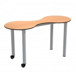Kleeblatt 2er Tisch, 118x49 cm (B/T), Höhe wählbar, fahrbar, 